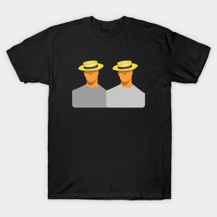 Madeira Island male couple no face illustration using the traditional straw hat T-Shirt